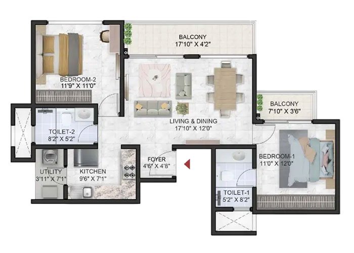Prestige Southern Star 2 BHK