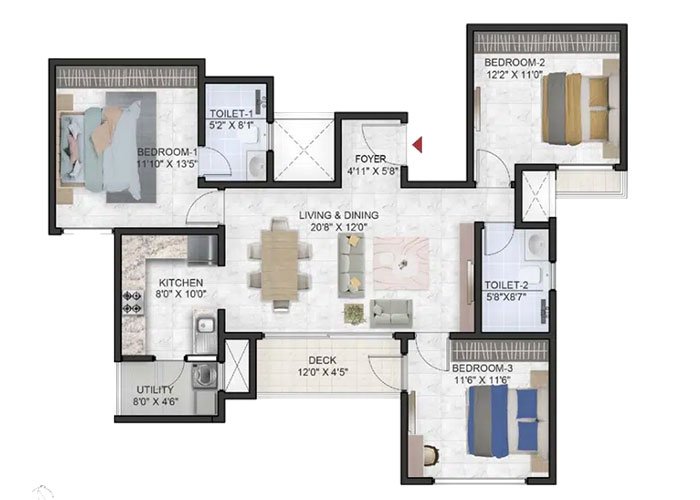 Prestige Southern Star 3 BHK