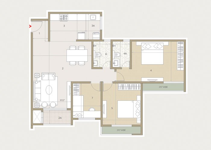 Orchid Life 3 BHK +2T