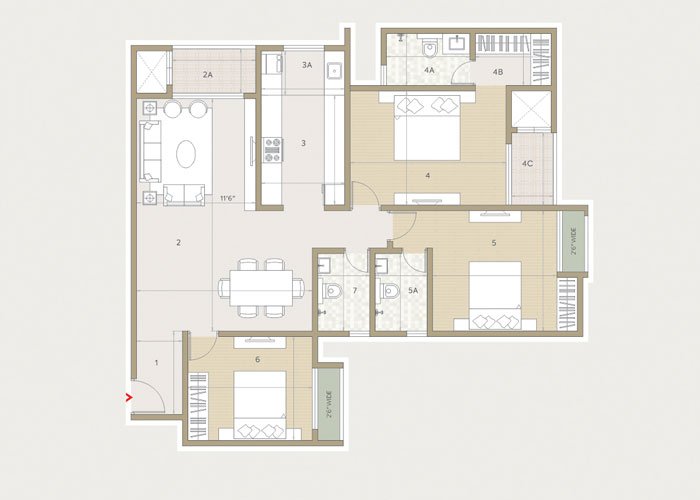 Orchid Life 3 BHK + 3T
